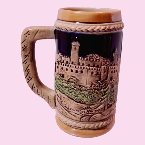 Vintage KMP Ceramic Beer Stein German Man Woman Countryside Castle Breweriana - Picture 3 of 5